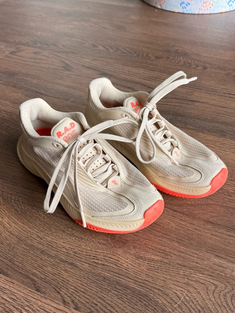 R.A.D. Ones Beige + Bright Coral Sneakers